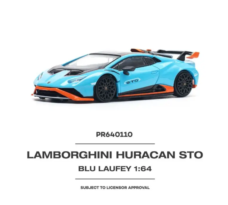 Pop Race 1:64 Lamborghini Huracan STO Blu Laufey / Arancio Xanto
