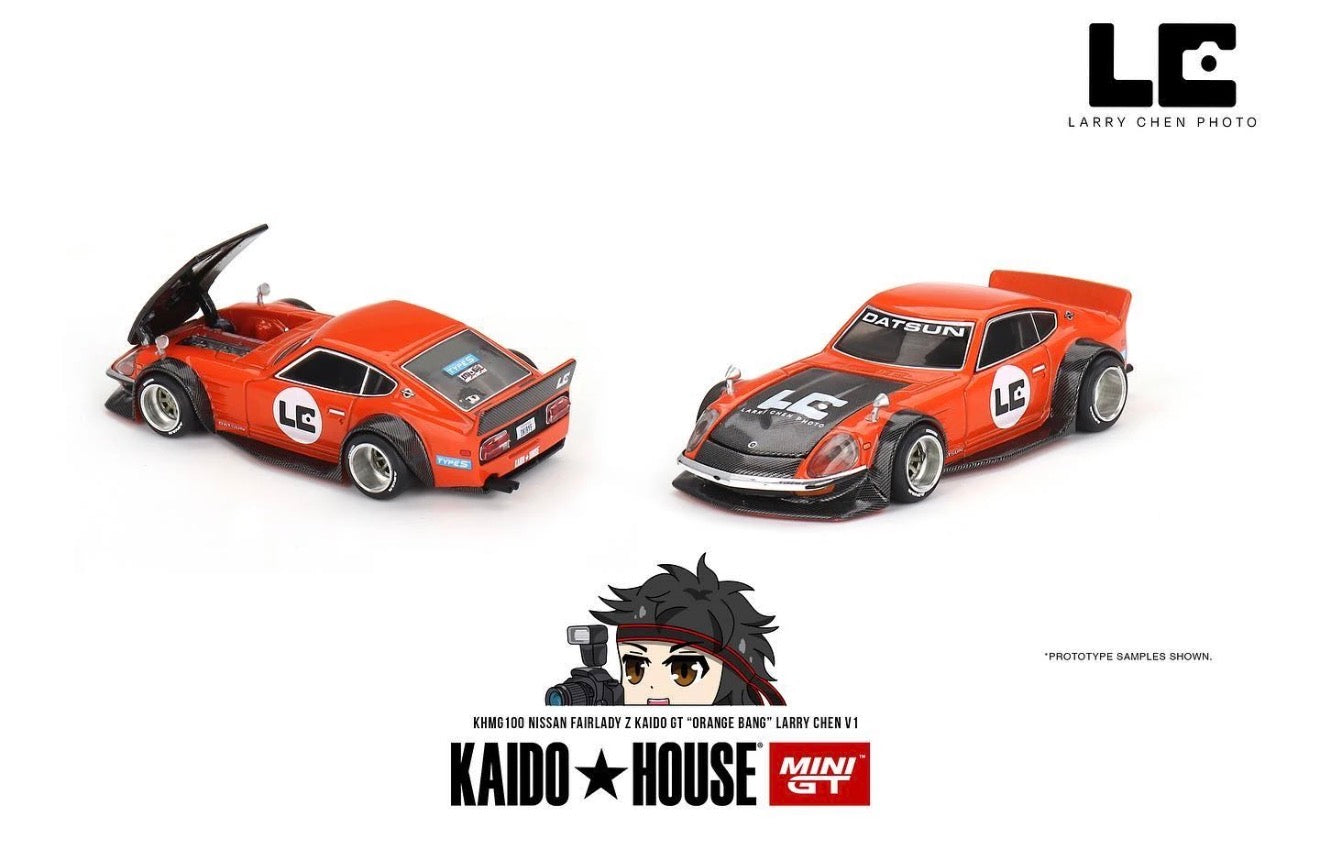 Kaido House 1:64 Nissan Fairlady Z Kaido GT 'ORANGE BANG' Larry Chen V1 - Regular & Chase PAIR