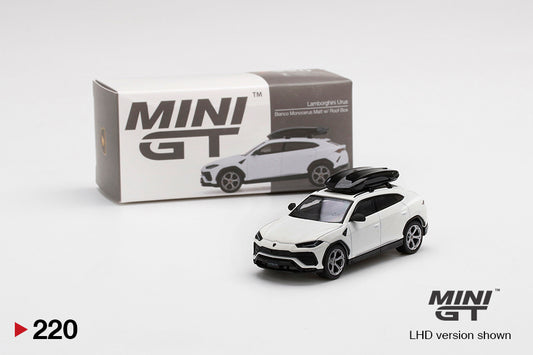 MiniGT 1:64 Lamborghini Urus Bianco Monocerus Matt w/ Roof Box #220