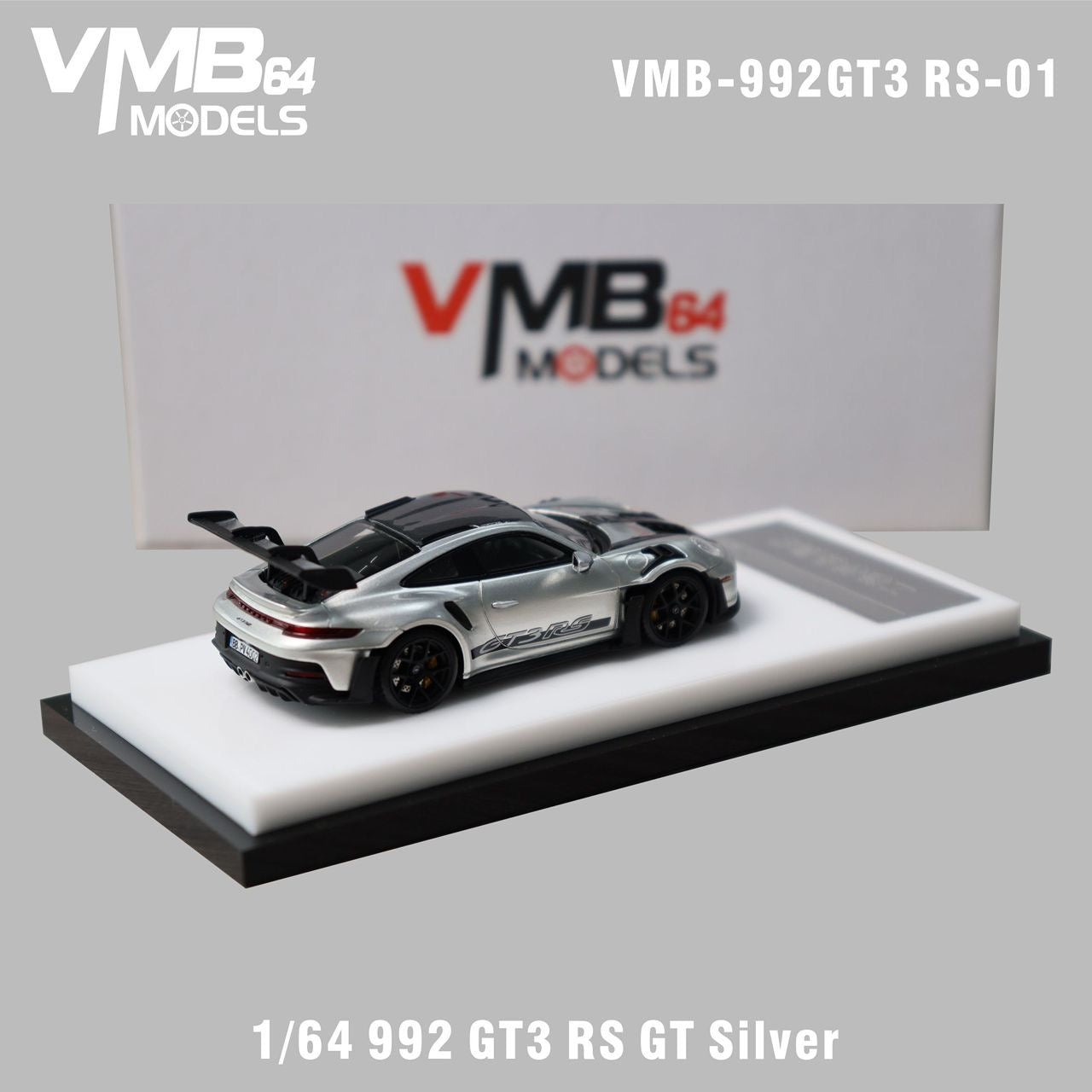 VMB 1:64 Porsche 992 GT3RS Silver - Resin Model