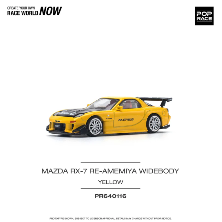 Pop Race 1:64 Mazda RX-7 FD3S RE-AMEMIYA Widebody - Yellow