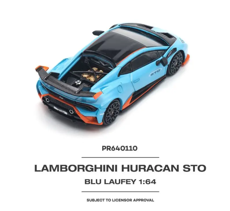 Pop Race 1:64 Lamborghini Huracan STO Blu Laufey / Arancio Xanto