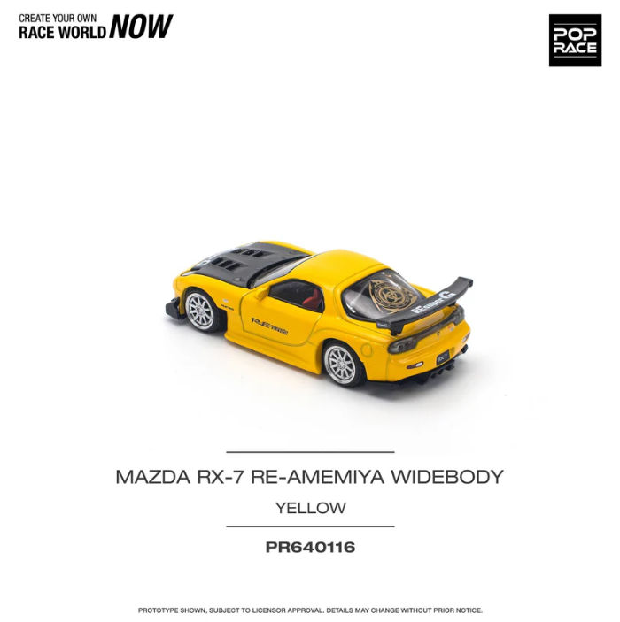 Pop Race 1:64 Mazda RX-7 FD3S RE-AMEMIYA Widebody - Yellow