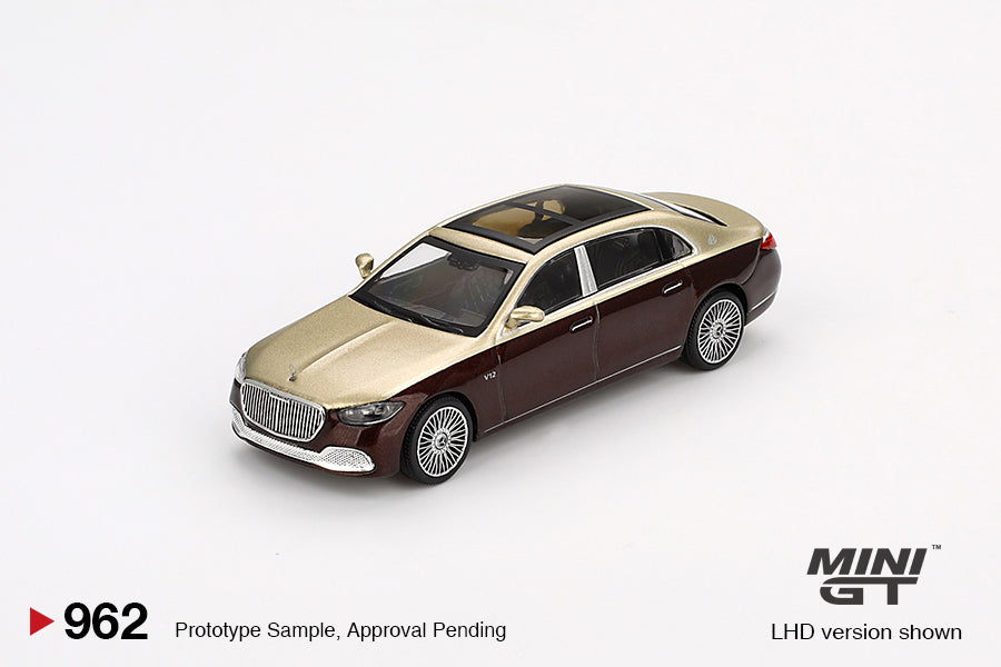 MiniGT 1:64 Mercedes Maybach S680 – Gold / Dark Red Metallic #962