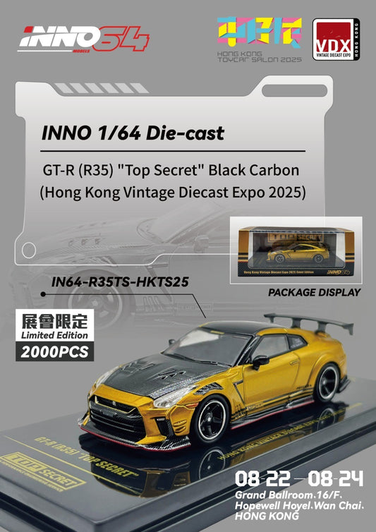 Inno64 1:64 Nissan Skyline GT-R R35 Top Secret Black Carbon Hong Kong VDX 2025 Exclusive