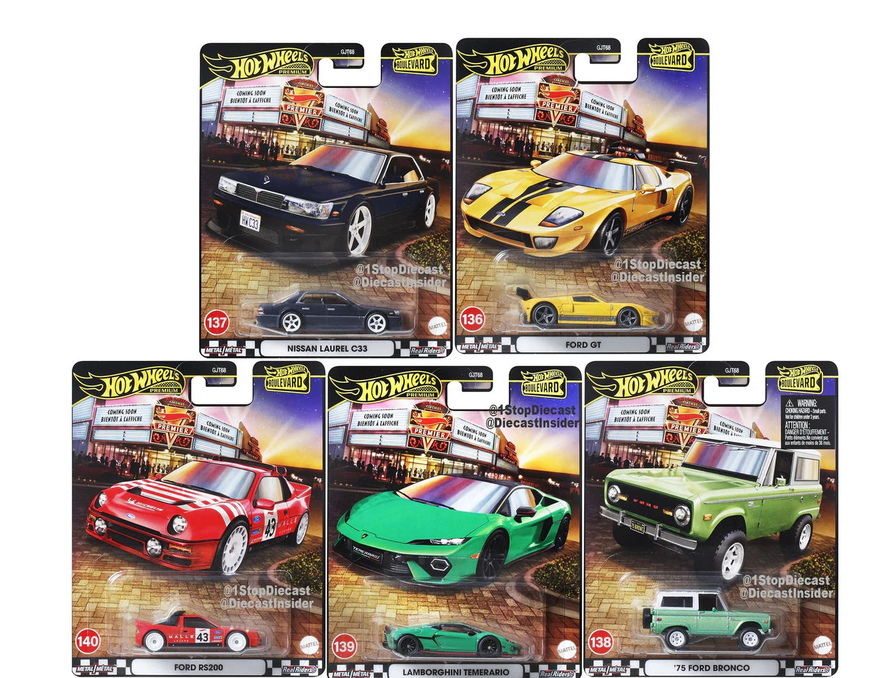 Hot Wheels 1:64 2025 Premium Boulevard Series - 958E *Set Of 5*