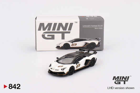 MiniGT 1:64 Lamborghini Aventador SVJ 63 – Bianco Asopo #842