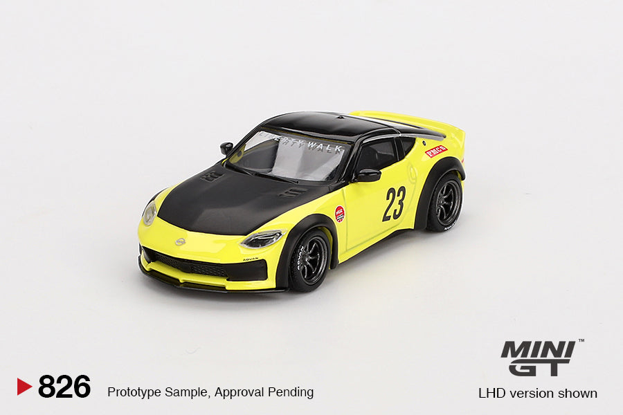 MiniGT 1:64 Nissan Z LB-NATION WORKS – Ikazuchi Yellow – LHD #826