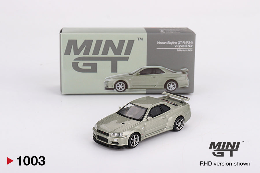 MiniGT 1:64 Nissan Skyline GT-R (R34) V-Spec II Nür – Millenium Jade #1003