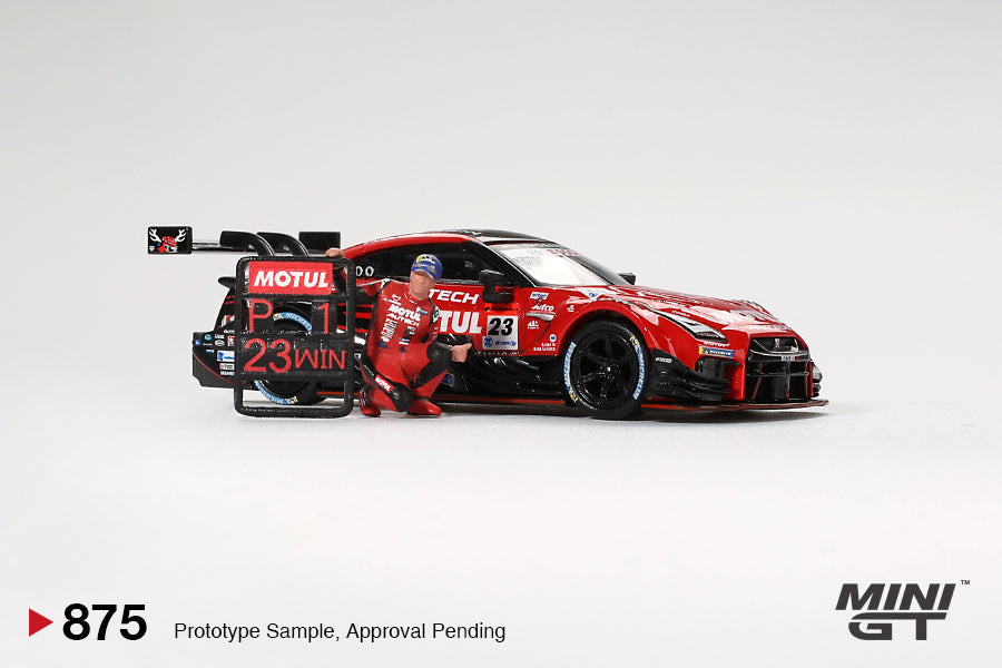 MiniGT 1:64 Nissan GT-R NISMO #23 “MOTUL AUTECH GT-R 2021” SUPER GT SERIES Suzuka winner W/ Matsuda Figure #875
