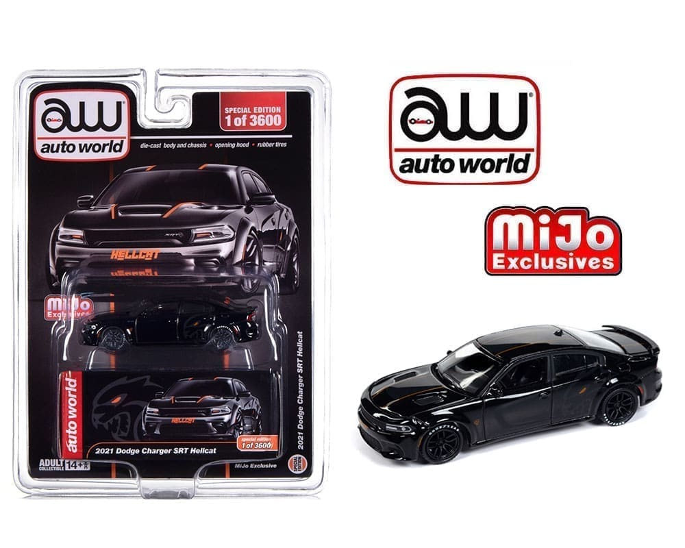 Auto World 1:64 2021 Dodge Charger SRT Hellcat Custom Black – MiJo Exclusive