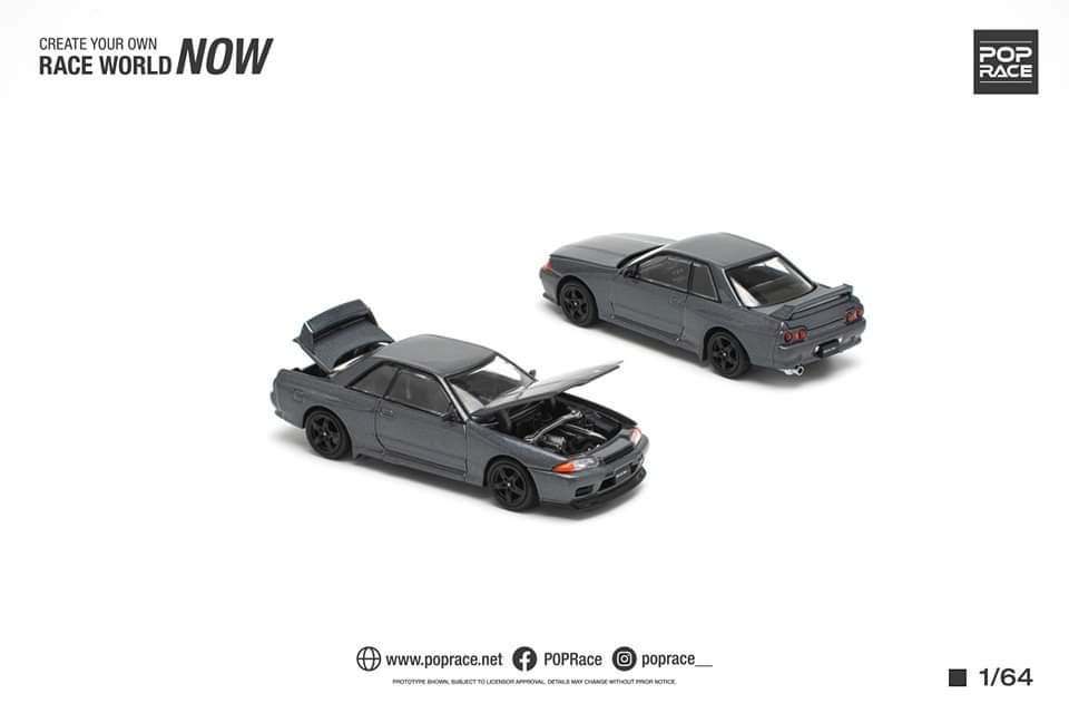 Pop Race 1:64 Nissan Skyline GT-R R32 - Gun Grey Metallic