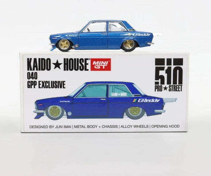 Kaido House 1:64 Datsun 510 Pro Street Greddy GPP Exclusive Blue - KHMG040