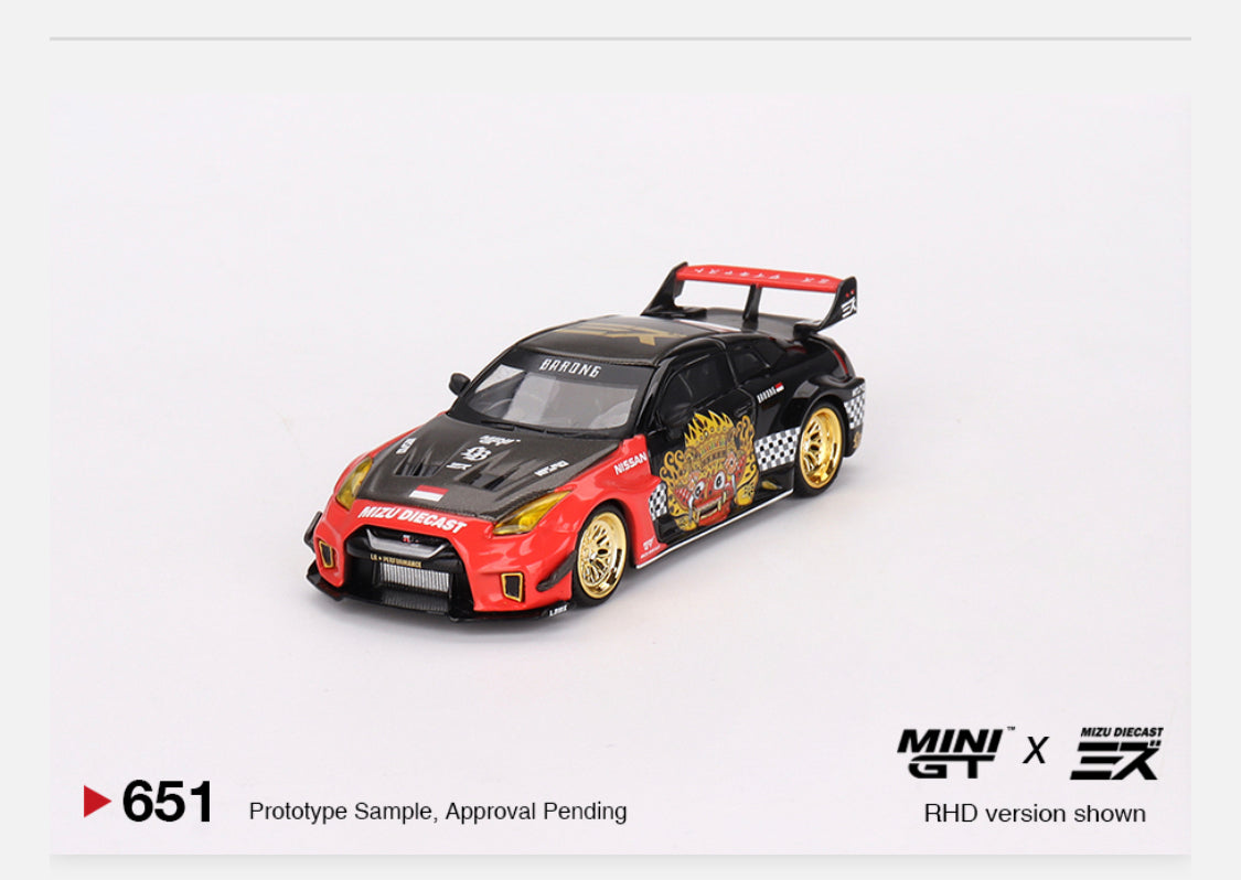 MiniGT 1:64 LB-Silhouette WORKS GT NISSAN 35GT-RR Ver.1 “BARONG” MINI GT x MIZU Diecast #651