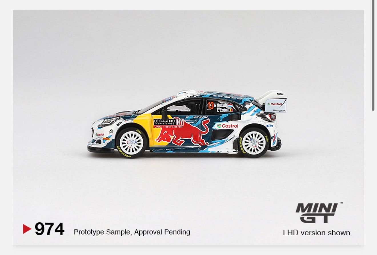 MiniGT 1:64 Ford Puma Rally1 #13 M-Sport Ford WRT 2024 Rally Monte Carlo #974