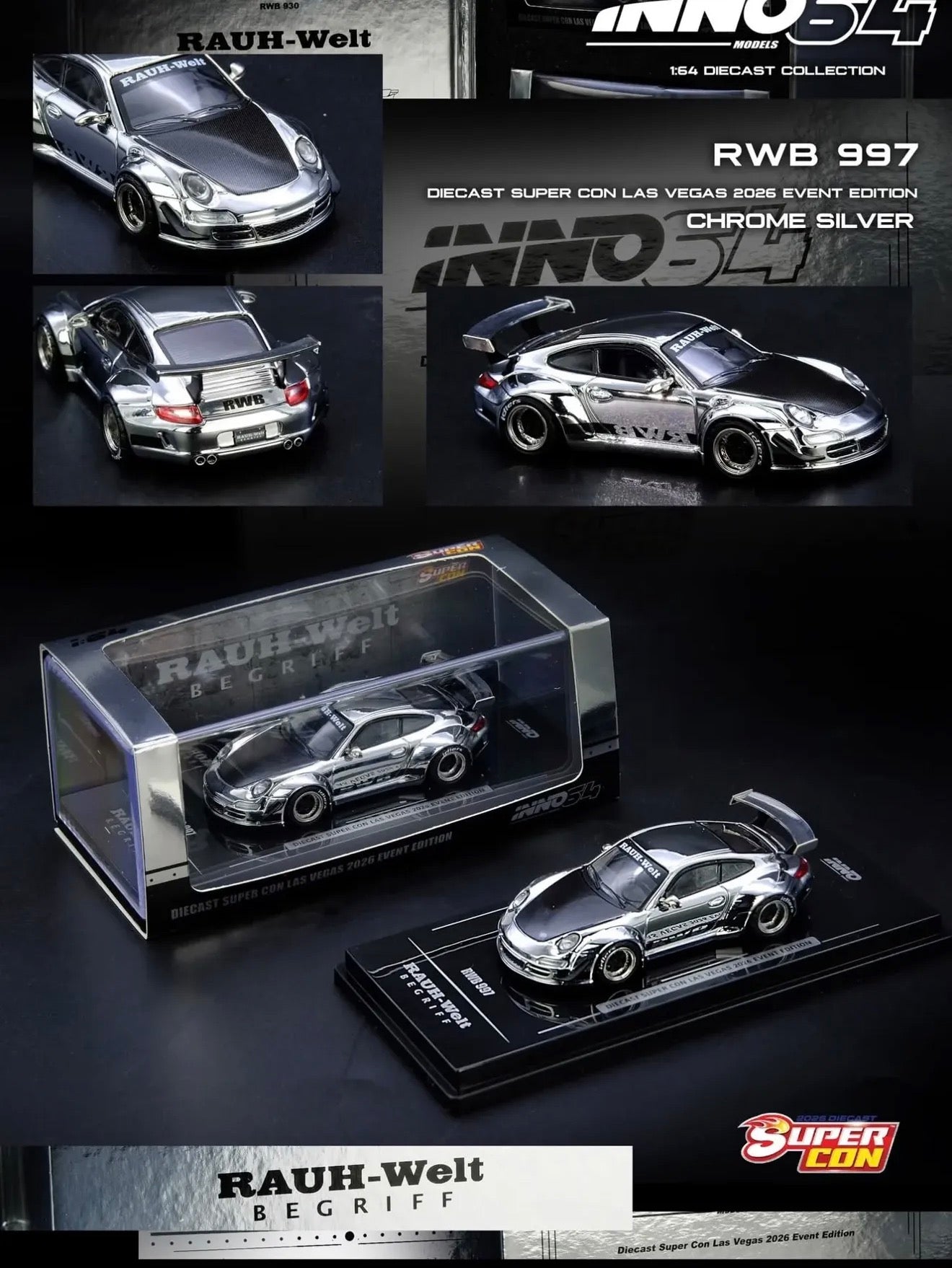 Inno64 1:64 RWB 997 Silver Chrome - 2026 Diecast SuperCon Exclusive