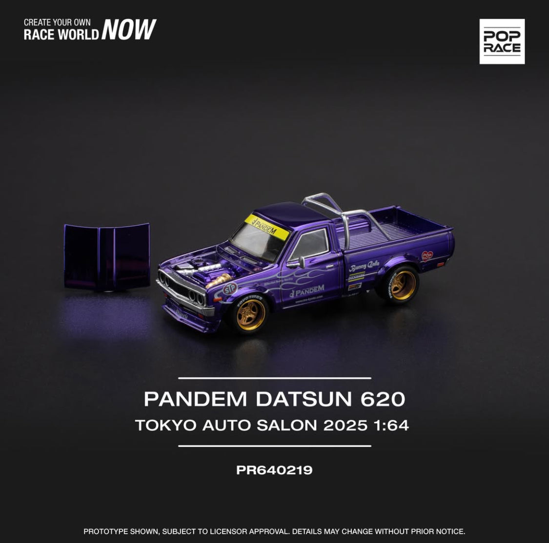 Pop Race 1:64 Tokyo Auto Salon TAS 2025 Exclusive Pandem GR Supra & Pandem Datsun 620 *2 Car Pair*