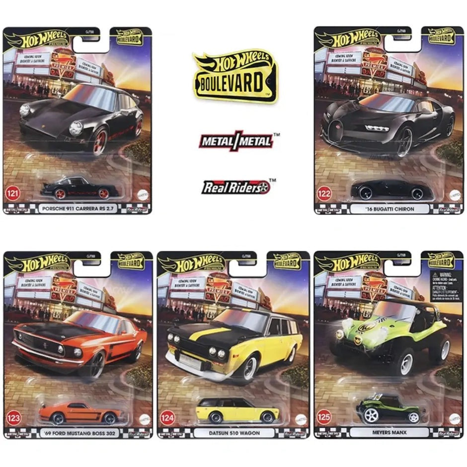 2022 Hot wheels Premium Boulevard Mix A 5 Car Set Complete