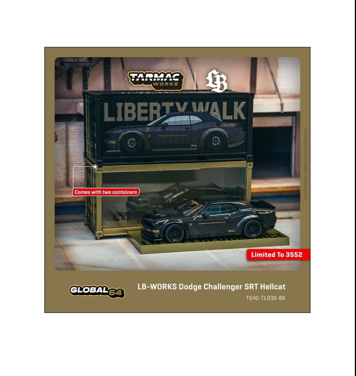 Tarmac Works 1:64 LB-WORKS Dodge Challenger SRT Hellcat Black Metallic - GLOBAL64