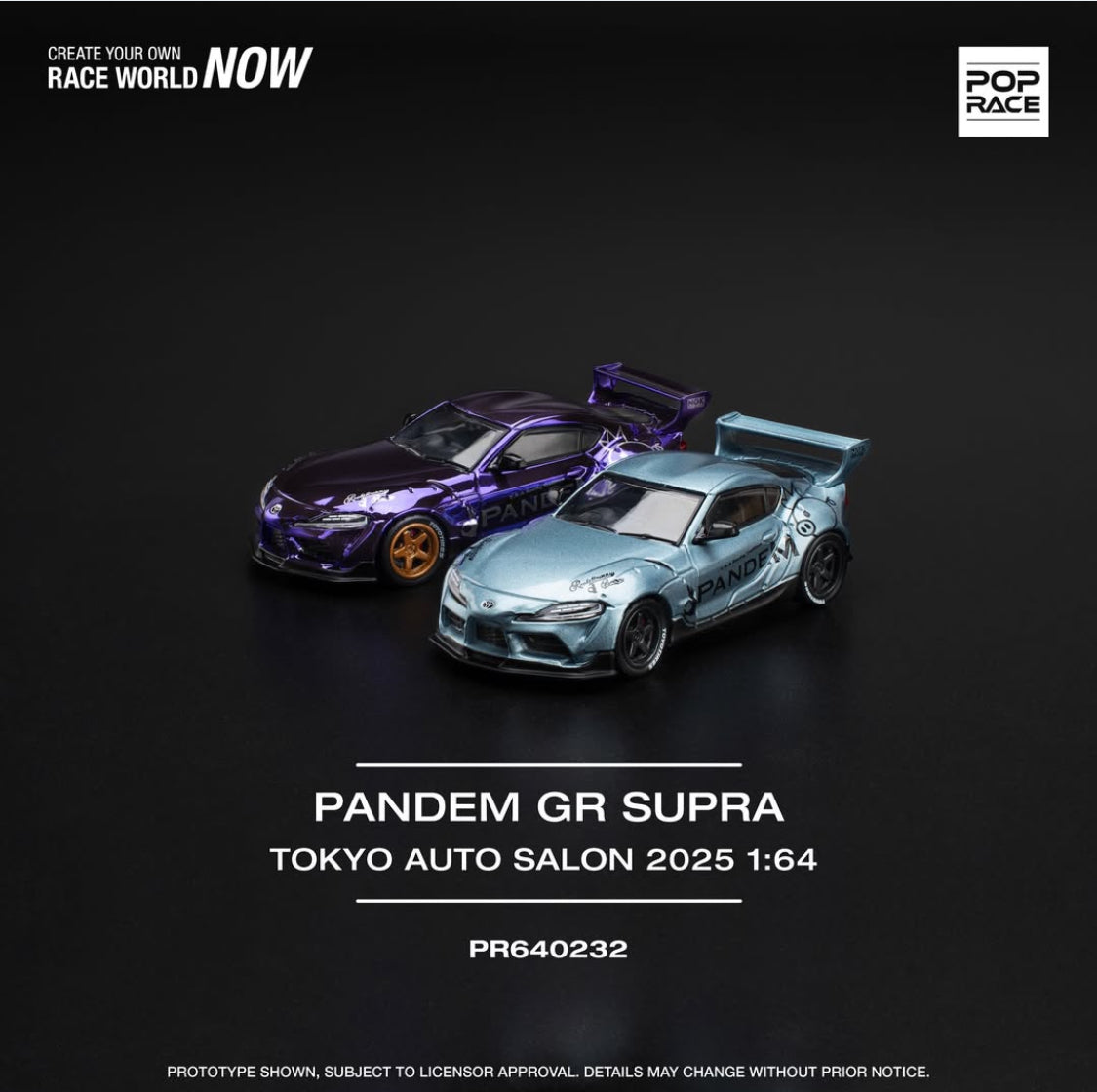 Pop Race 1:64 Tokyo Auto Salon TAS 2025 Exclusive Pandem GR Supra & Pandem Datsun 620 *2 Car Pair*