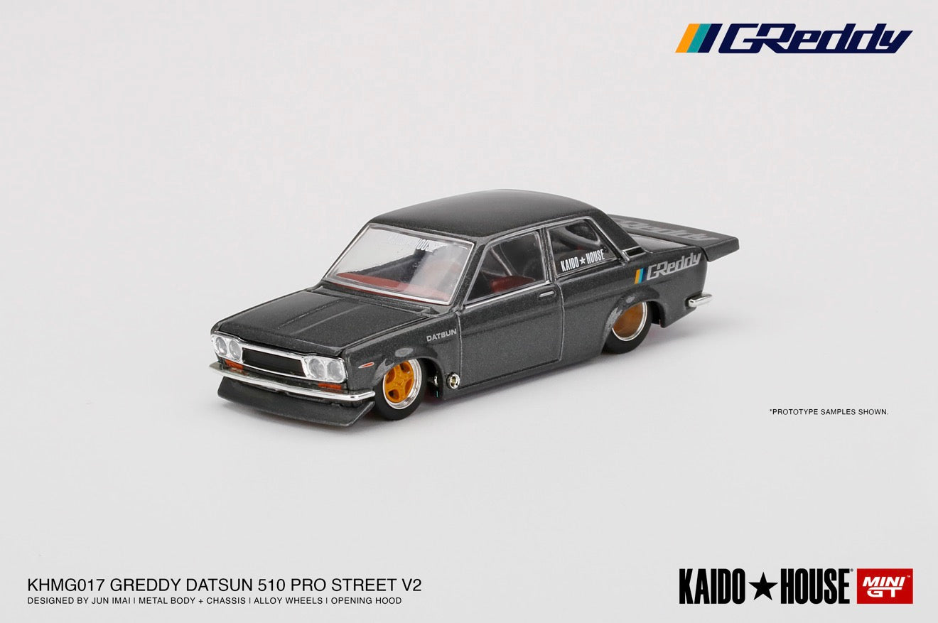 Kaido House 1:64 Datsun 510 Pro Street GReddy Gun Metal Grey - Regular & Chase PAIR