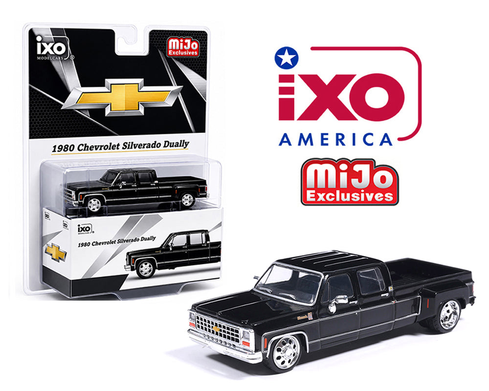 IXO Model 1:64 1980 Chevrolet Silverado C30 Crew Cab Dually Lowered – Black