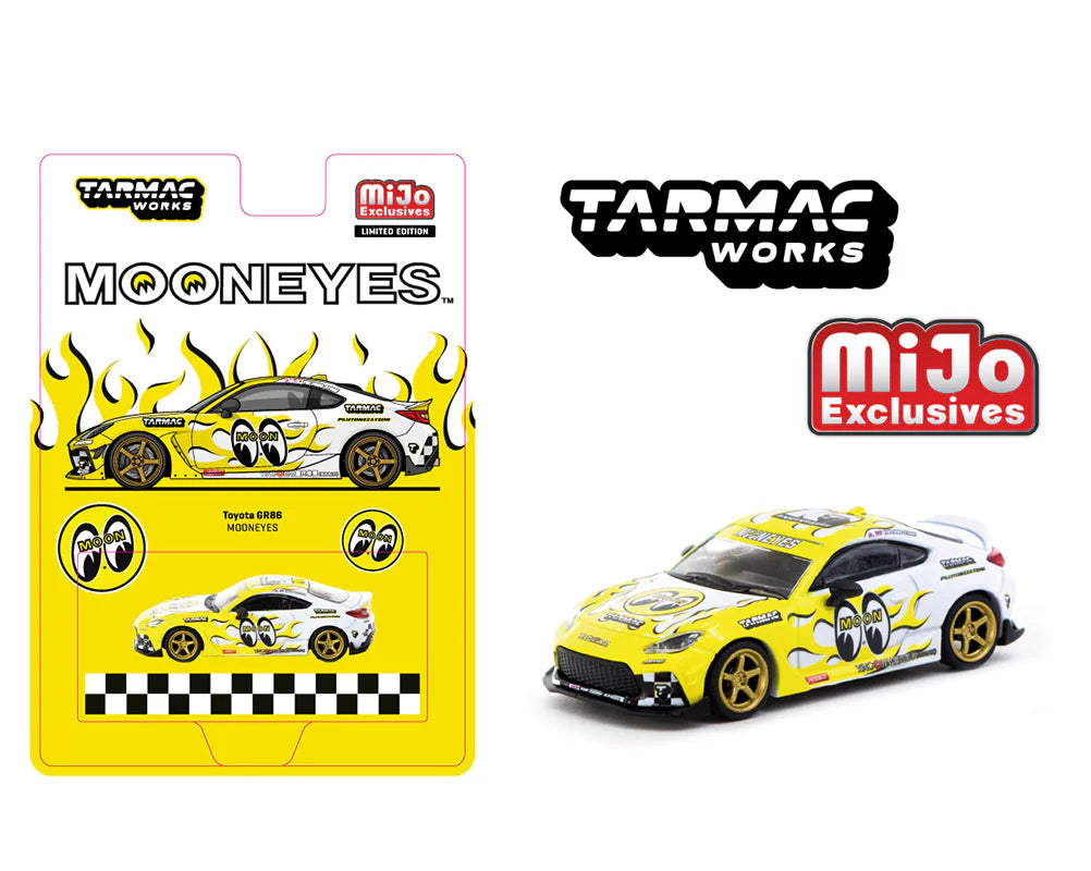 Tarmac Works 1:64 Toyota GR86 Mooneyes – Yellow – Global64 – MiJo Exclusive Limited Edition