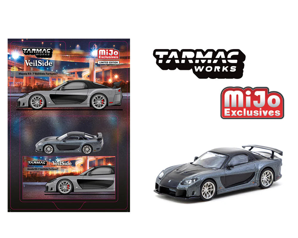 Tarmac Works 1:64 Mazda RX-7 Veilside Fortune7 - Metallic Grey / Black