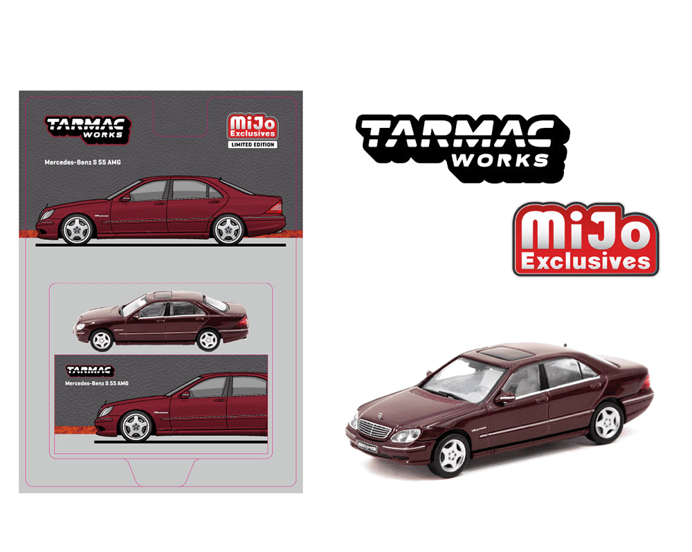 Tarmac Works 1:64 Mercedes-Benz S 55 AMG – Bordeaux Red Metallic – Global 64