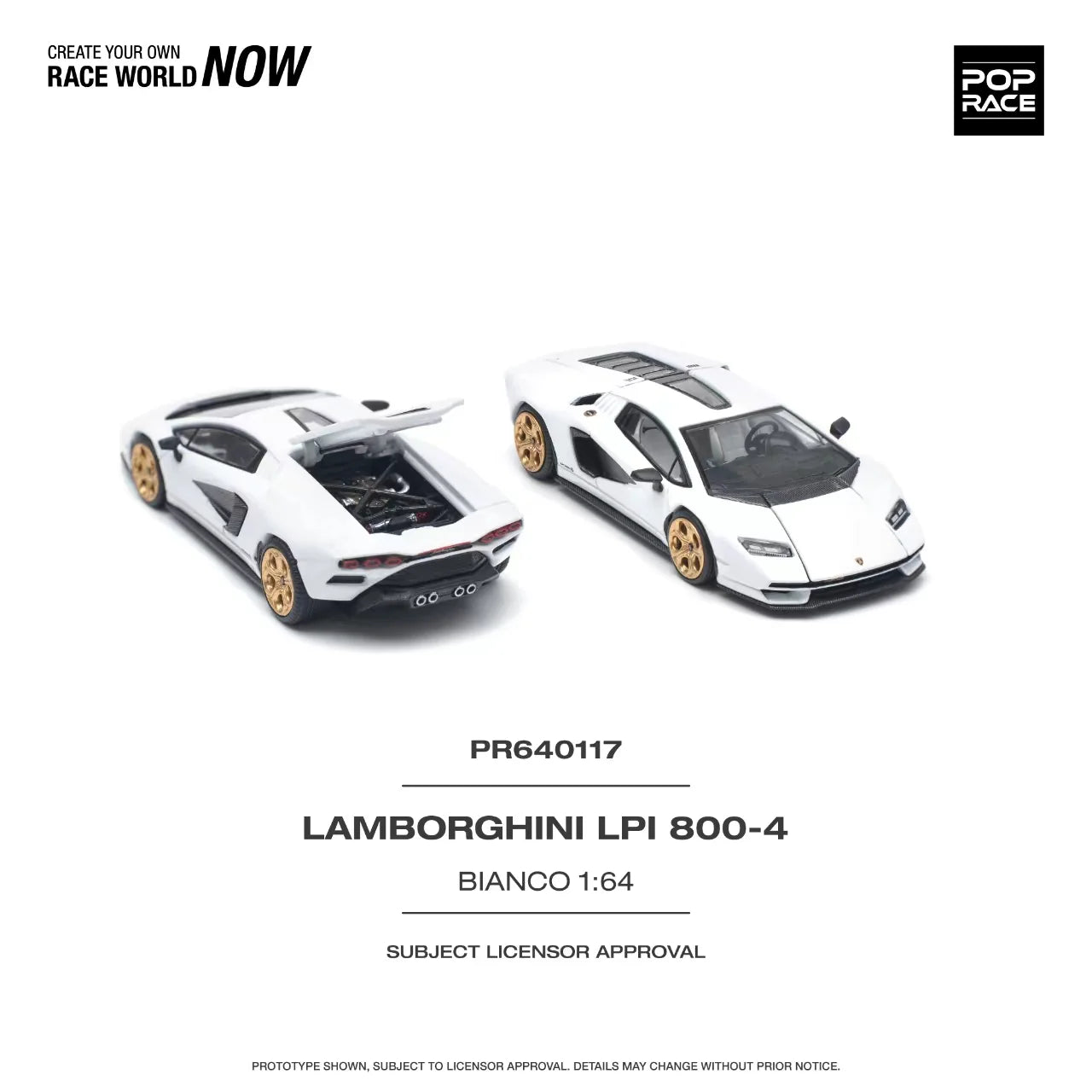 Pop Race 1:64 Lamborghini Countach LP800 - White