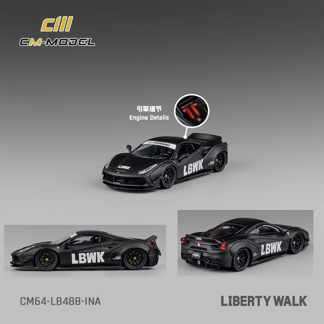 CM Model 1:64 LBWK F488 Widebody - Indonesia Exclusive Black