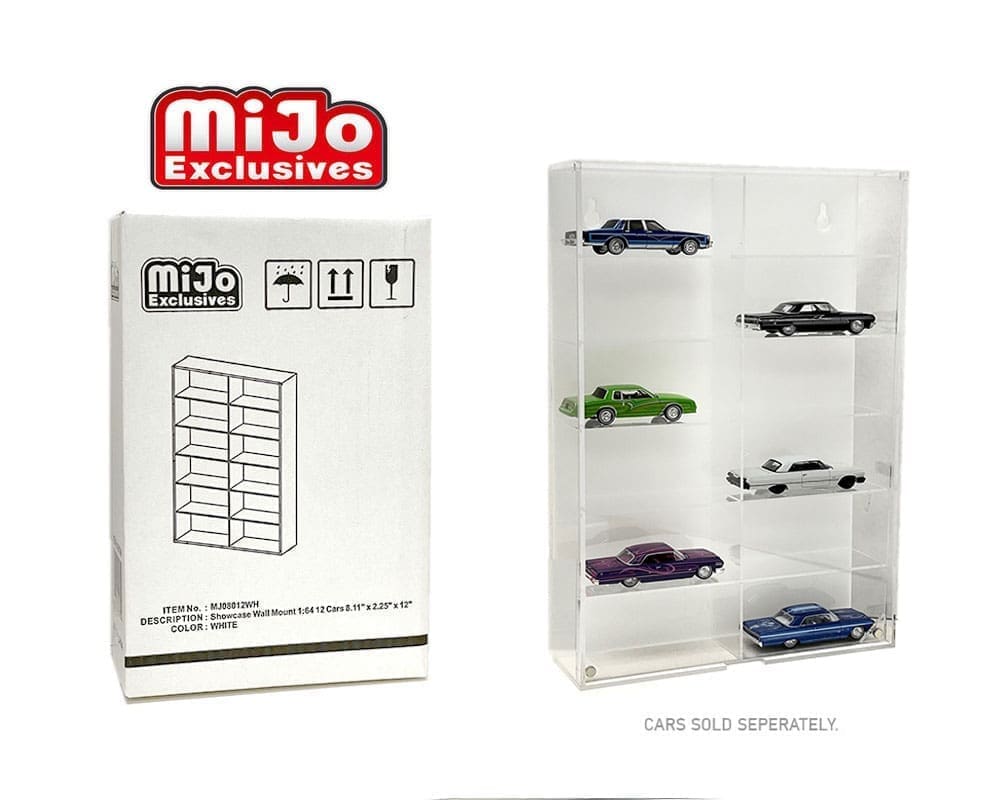 Showcase 1:64 12 Car Display Case For Loose Cars - Wall Mount With White Back & Clear Cover – MiJo Exclusive