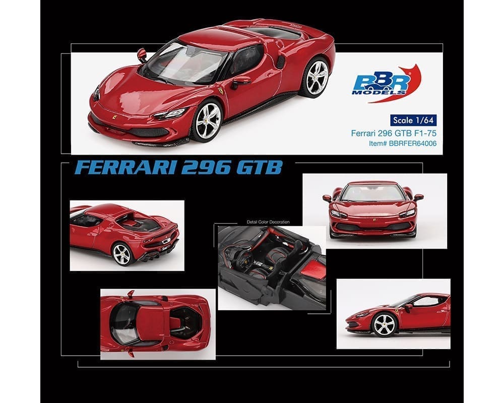 BBR Models 1:64 Ferrari 296 GTB – Rosso Imola