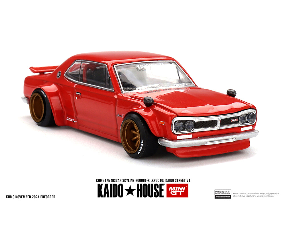 MiniGT X Kaido House 1:64 Nissan Skyline 2000GT-R (KPGC10) Kaido Street V1- Red