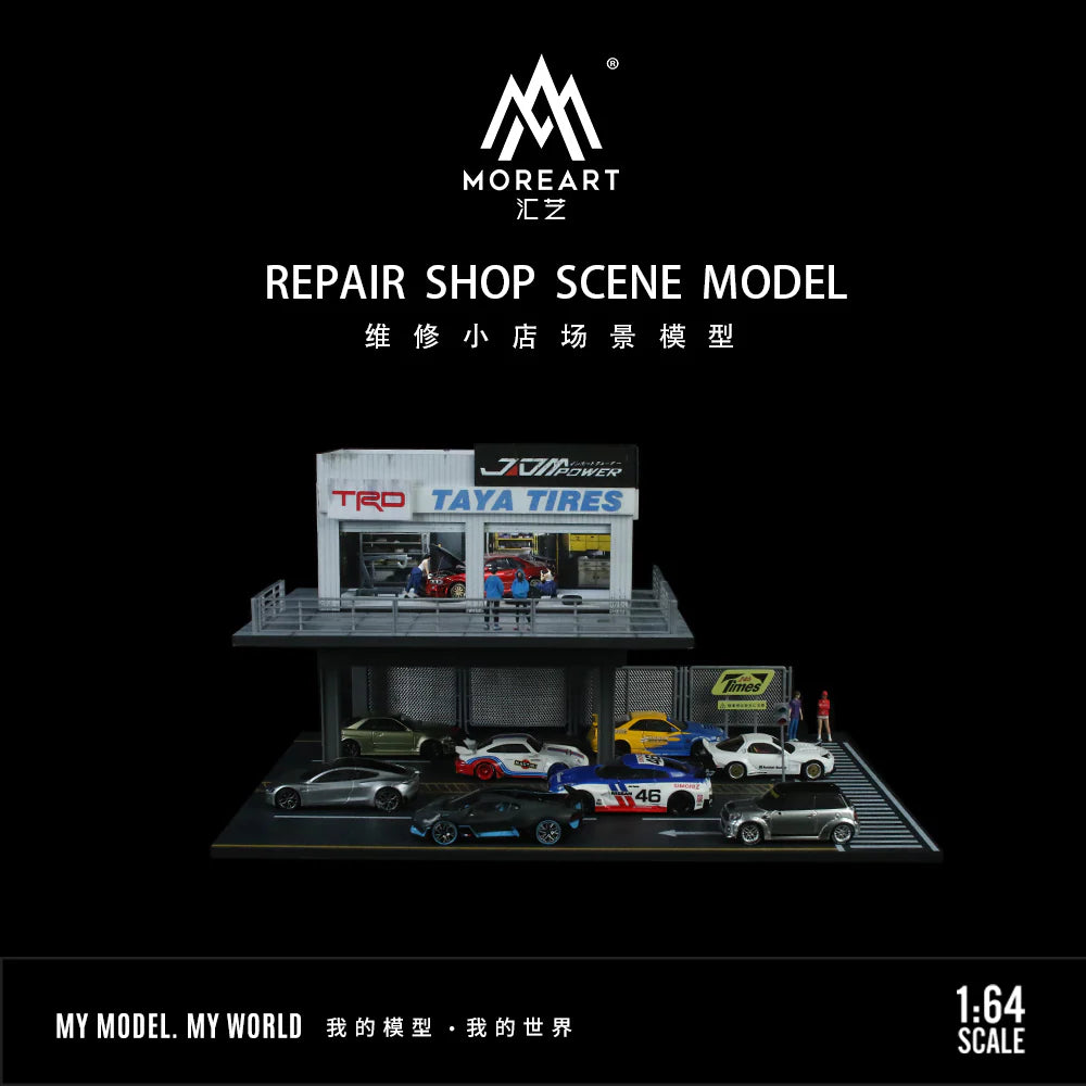 MoreArt 1:64 Stereoscopic Steel Frame Garage Platform With Repair Shop Garage