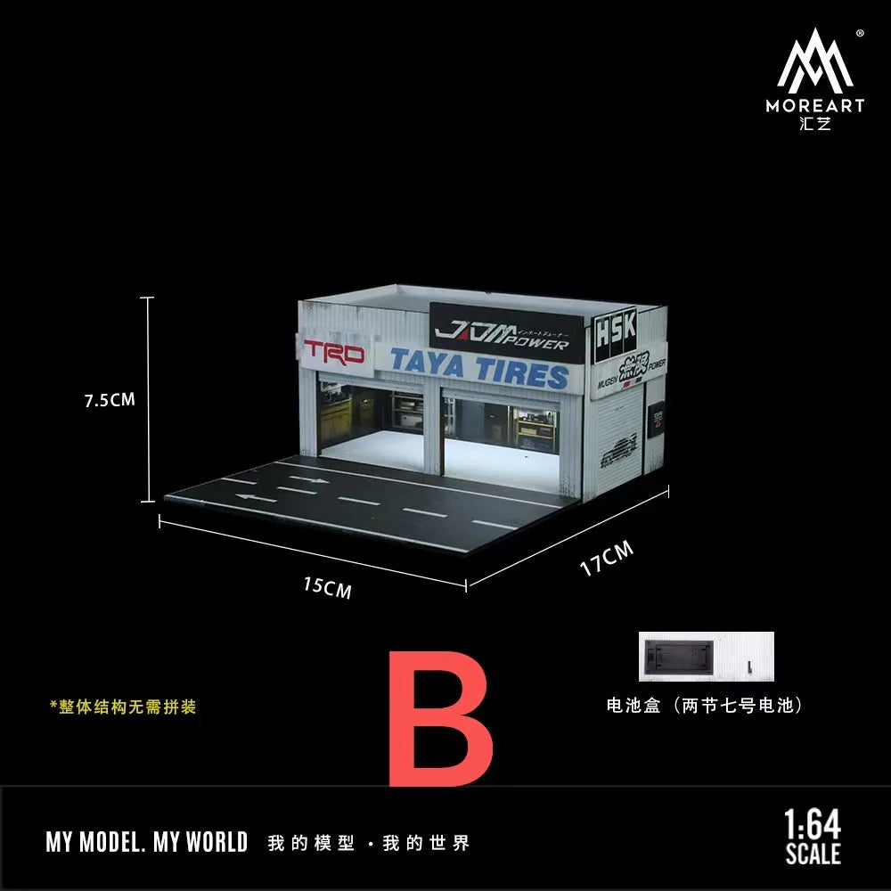 MoreArt 1:64 Stereoscopic Steel Frame Garage Platform With Repair Shop Garage