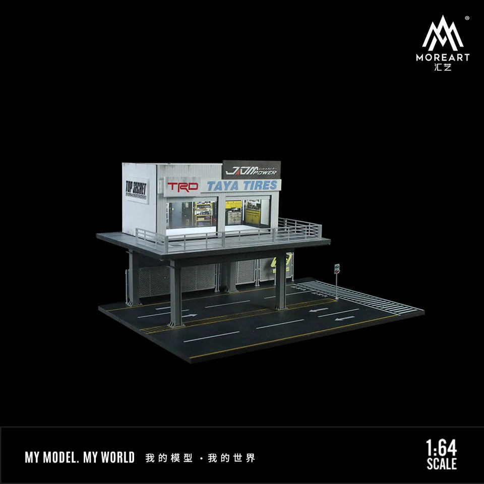 MoreArt 1:64 Stereoscopic Steel Frame Garage Platform With Repair Shop Garage