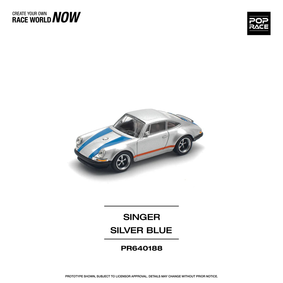Pop Race 1:64 Porsche Singer - Silver/Blue