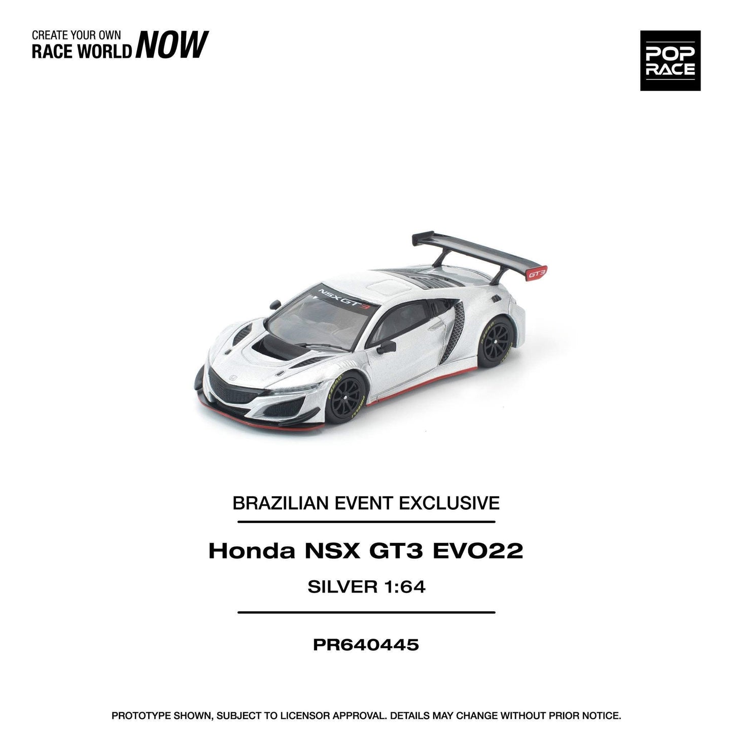 Pop Race 1:64 Honda NSX GT3 Evo Silver - Brazil Event Exclusive