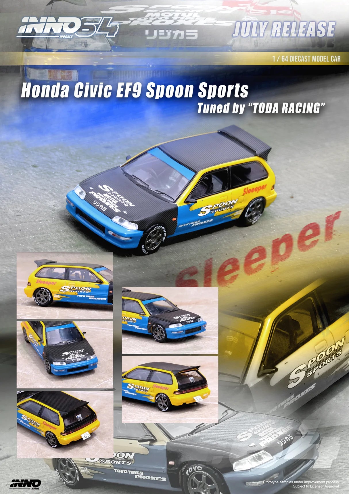 INNO64イノモデル1/64 ホンダ シビック Spoon 12 セット 限定 Inno64 1:64 Honda Civic (EF9) Spoon - Tuned BY Toda Racing Japan