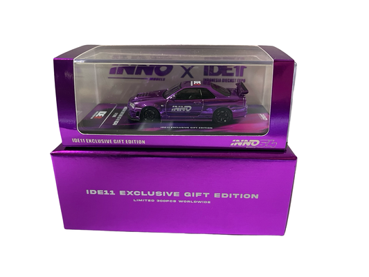 Inno64 1:64 Nissan Skyline GT-R34 R-Tune Purple Chrome IDE Indonesia Expo Dinner Exclusive