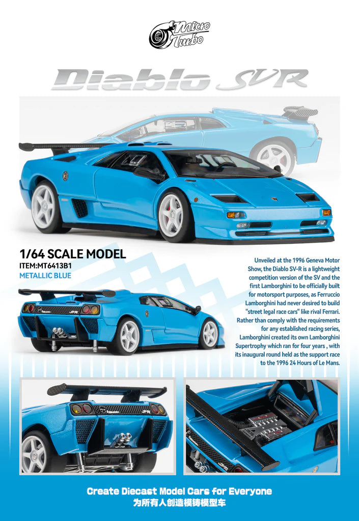 Micro Turbo - 1:64 Custom Diablo SV - Metallic Blue