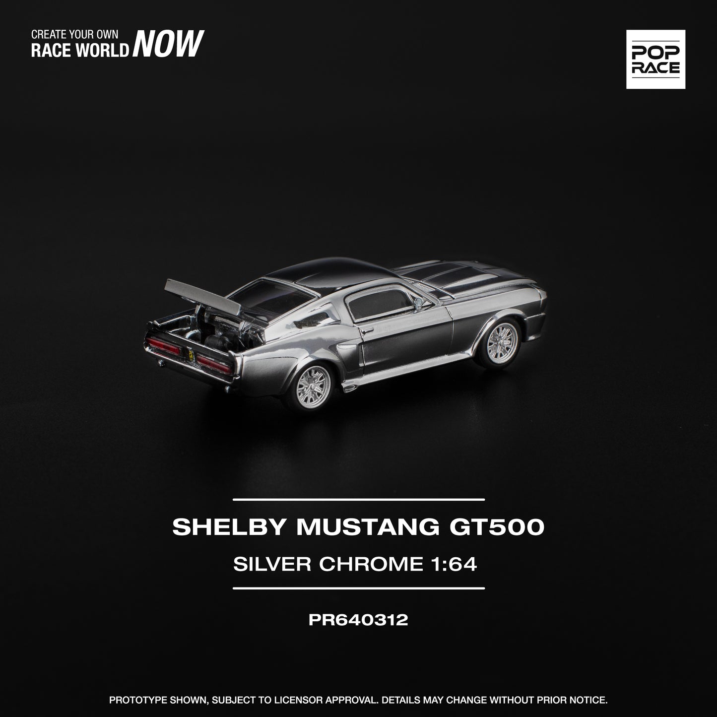 Pop Race 1:64 Shelby Mustang GT500 - Silver Chrome
