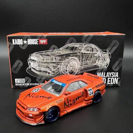 Kaido House 1:64 LTDEDN MDX 2024 Nissan Skyline GT-R (R34) Kaido Works Katsura Orange - KHMG125
