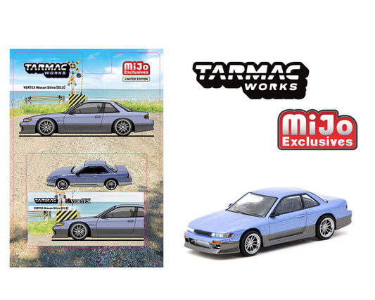 Tarmac Works 1:64 Vertex Nissan Silvia S13 – Blue/Grey
