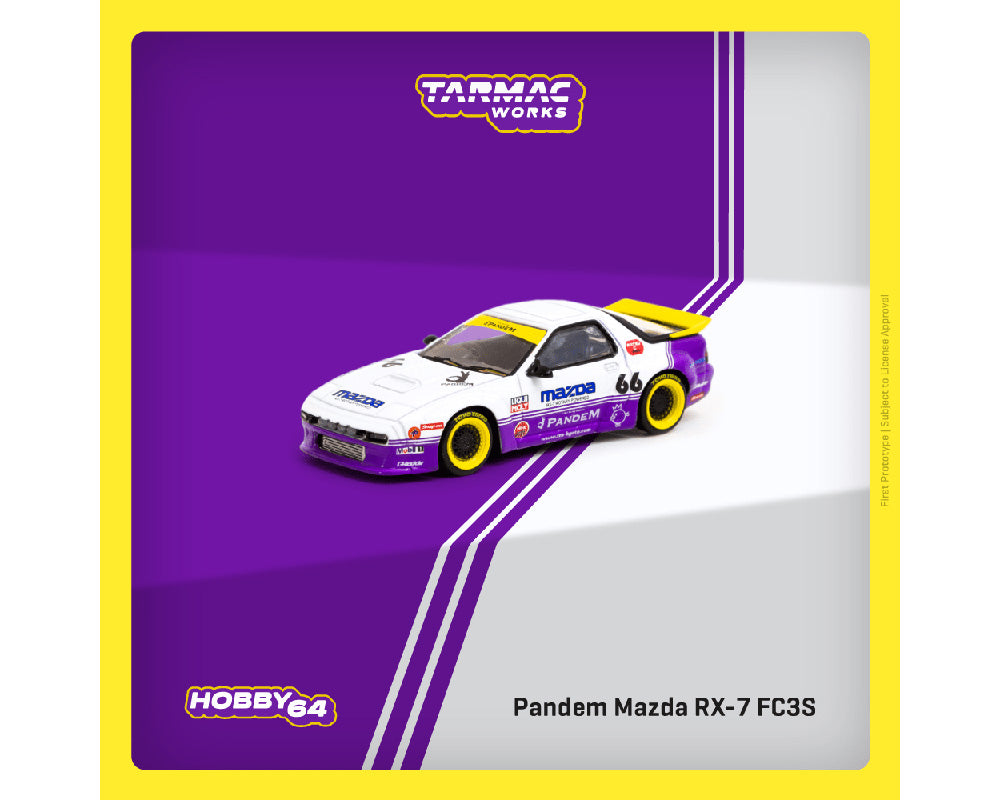 Tarmac Works 1:64 Pandem - Mazda RX-7 FC3S in White and Tarmac Works 1:64 Pandem - Mazda RX-7 FC3S in White and