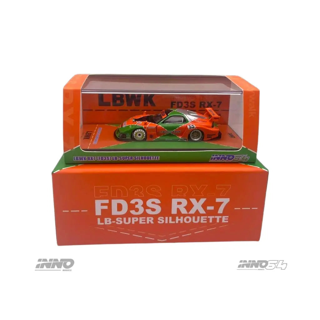 Inno64 1:64 Mazda RX-7 LBWK FD3S Orange/Green - MDX 2024