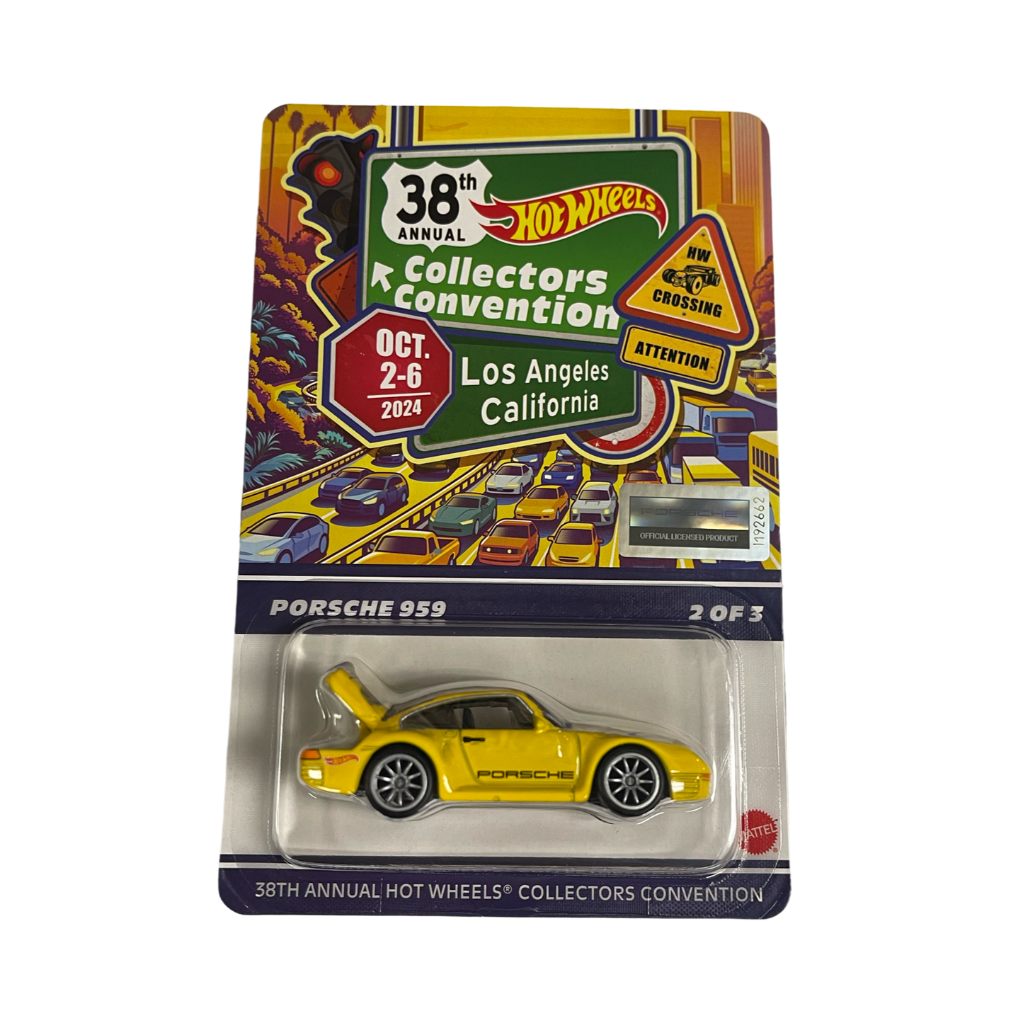 Hot Wheels 1:64 2024 LA Convention Souvenir Car - Porsche 959 Yellow With Shirt & Bag