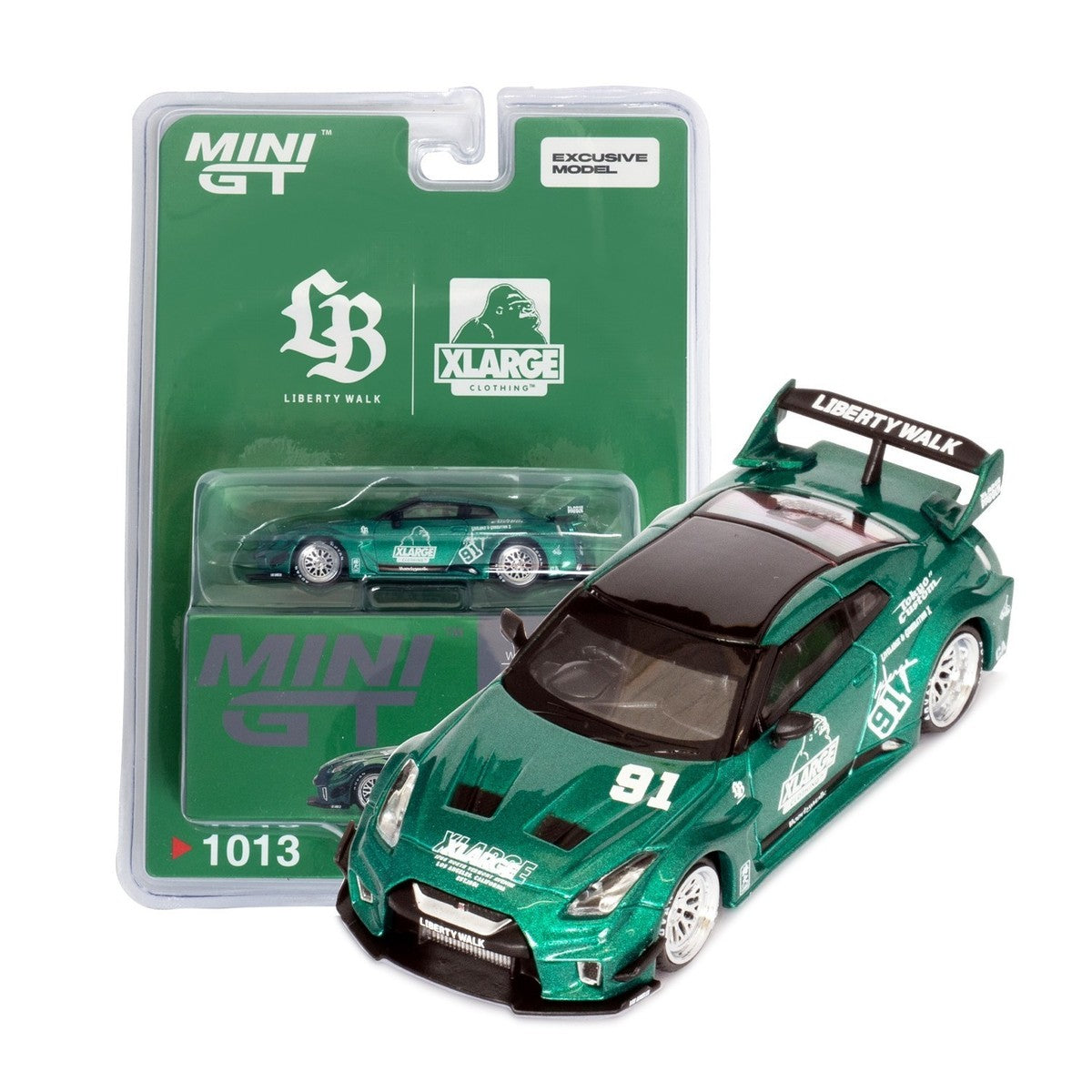 MiniGT X XLarge 1:64 Nissan GT-R R35 LBWK Silhouette Green