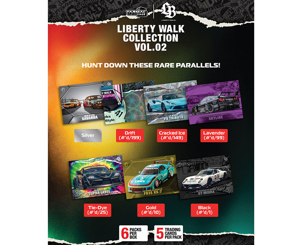 Tarmac Cards Liberty Walk Collectible Trading Cards Volume 2 – Limited Edition - Sealed Box Of 6 Packs